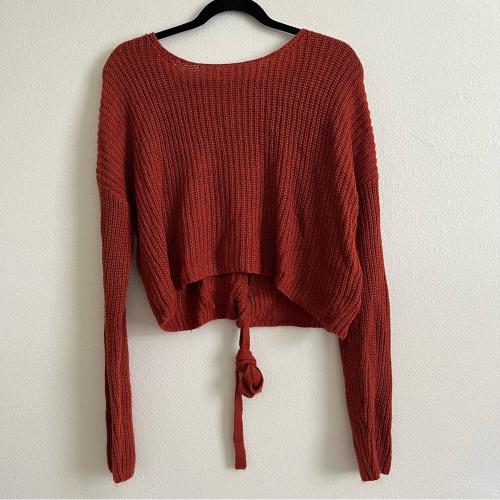 Braided Knit Cropped Sweater